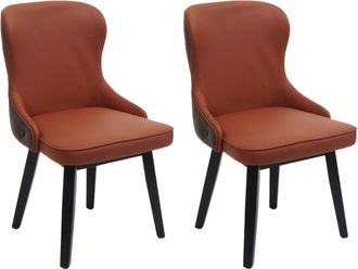 Hhg Hhg - Lote De 2 Sillas De Comedor 713, Silla Tapizada Silla De Cocina Sill&oacute;n Silla, Tela/textil Madera Maciza, Terracota-marr&oacute;n