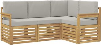 vidaXL Conjunto De Sof&aacute;s De Exterior 4 Uds. Blanco Y Gris Claro Vidaxl