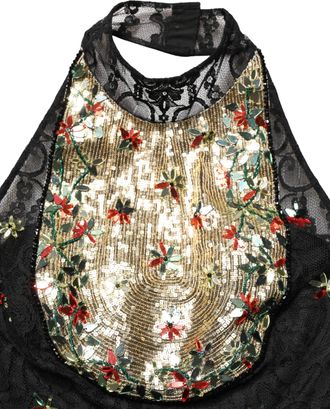 Dolce & Gabbana Womens Black Sequin Embellished Sheath Mini Dress Cotton Real Crystal Nylon