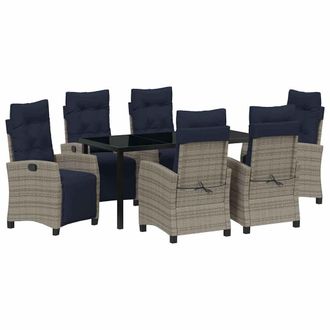 vidaXL Conjunto De Comedor De Jard&iacute;n 7 Pcs Gris Rat&aacute;n Sint&eacute;tico Vidaxl