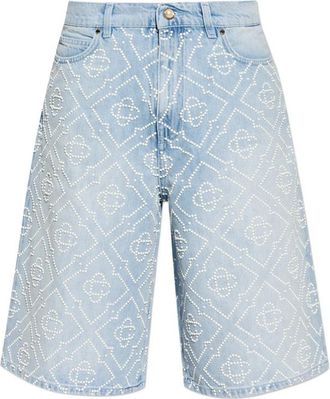 Casablanca Monogram-beaded Denim Shorts
