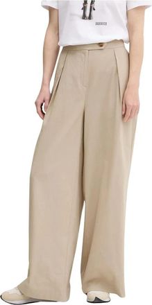 Barbour Lucy Wijde Broek - Dames - Wijde Broeken - Beige - M - Katoen - Broeken