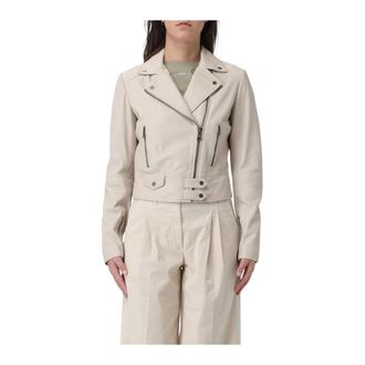 Pinko Cropped Asymmetrical Leather Jacket