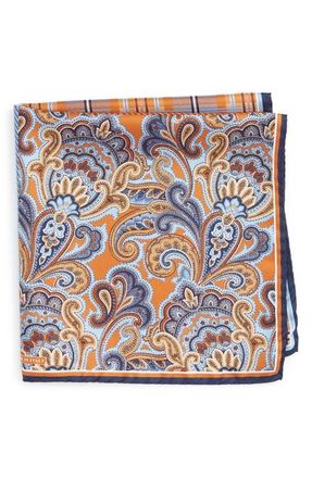 Nordstrom Mens Shop Three Panel Silk Pocket Square in Orange at Nordstrom