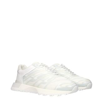Maison Margiela Mens White Fabric Athletic Sneakers