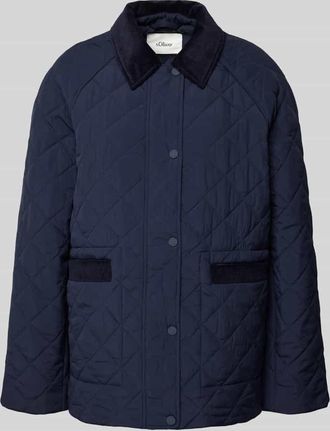 s.Oliver Red Label Relaxed Fit Steppjacke mit Cord-Details in Marine, Gr&ouml;&szlig;e 36