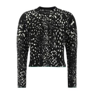 Tom Ford Lynx Jacquard Velvet Crewneck Cardigan - Dames - Truien - Zwart - Maat: M Velours