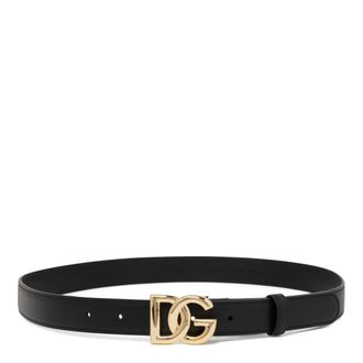 Dolce & Gabbana Calfskin Belt with DG Logo - female - Dolce & Gabbana - Belts - Black - 85 CM - Accessories