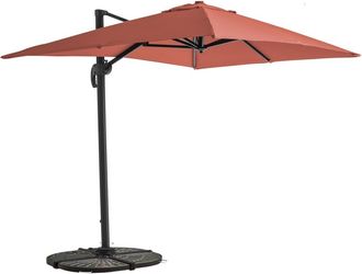 Oviala Parasol voladizo de 2x3 m y 4 placas de aluminio terracotta