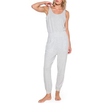 Spiritual Gangster Tranquility Ribbed Sleeveless Jogger Jumpsuit in Light Heather Grey at Nordstrom, Size X-Large