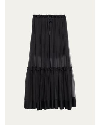 Ulla Johnson Delphina Tiered Silk Maxi Skirt