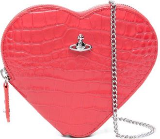 Vivienne Westwood Coral Croc-Effect Heart Crossbody Bag