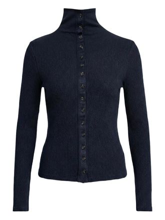 Rag & Bone Ribgebreide trui met knoop - Blauw