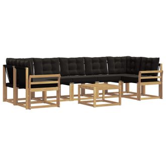 vidaXL Conjunto De Sof&aacute;s De Exterior Con Coj&iacute;n 8 Pcs Blanco Y Negro Vidaxl
