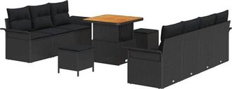 vidaXL Vidaxl - Garden Sofa Set with Cushion 10 pcs Black 80 x 80 x 71 cm