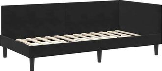 vidaXL Estructura De Cama En Esquina Con Cabecera Negro 90 Cm X 190 Cm Vidaxl
