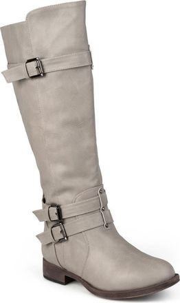 Journee Collection Bite Ruched Riding Boot in Taupe at Nordstrom Rack, Size 7.5