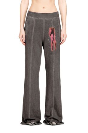 Diesel Cotton pants with prints and studs - Pants - Woman - Grey