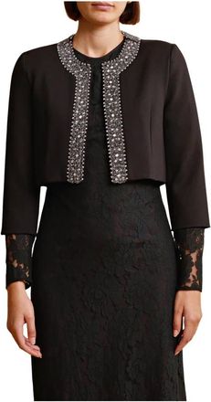 By Ti Mo Kralen Stenen Jas - Dames - Zomerjassen - Zwart - S - Nylon - Jassen