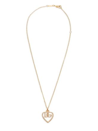 Dolce & Gabbana Heart And Logo Rhinestones Pendant Necklace Accessories
