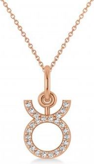 Allurez Taurus Zodiac Diamond Pendant Necklace 14k Rose Gold (0.12ct)