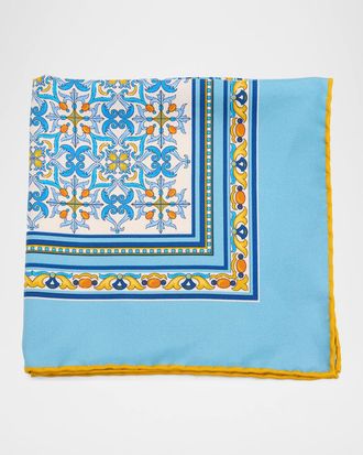 Kiton Men & apos;s Medallion Silk Pocket Square