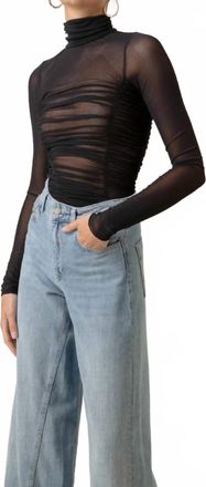 Line & Dot Quincy Long Sleeve Turtleneck Top In Black
