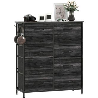 HOMCOM Homcom - Fabric Chest of Drawers, 10 Drawer Dresser for Bedroom, Black