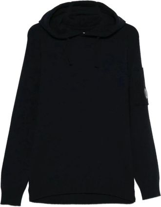 C.P. Company Hooded in Fleece Knit - Heren - Hoodies - Blauw - M - Wol - Hoodies & sweatvesten