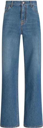 Etro Pegaso-embroidered wide-leg jeans - women - Polyester/Cotton - 28 - Blue