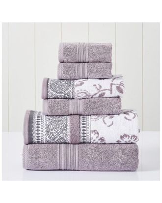 Modern Threads Orchid 6Pc Ophelia Jacquard/Solid Towel Set