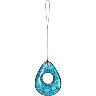 Glitzhome 6.75H Glass Water Drop Hanging Multi Dots Birdfeeder in Blue at Nordstrom, Size Medium