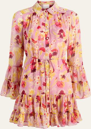 Cinq &agrave; Sept Lyra Floral Long-Sleeve Mini Dress