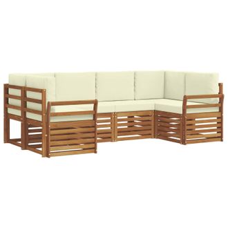 vidaXL Conjunto De Sof&aacute; Seccional Con Coj&iacute;n 6 Pcs Natural Y Crema Vidaxl