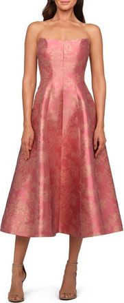 Kay Unger Quincy Strapless Midi Cocktail Dress in Antique Rose at Nordstrom, Size 10