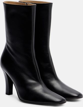 The Row Mona leather ankle boots