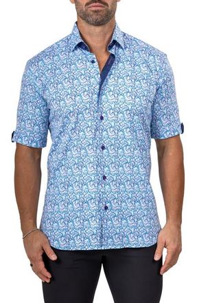 Maceoo Galileo Marthy Short Sleeve Button-Up Shirt in White at Nordstrom, Size 8