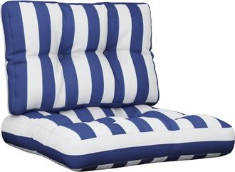 vidaXL Cojines Para Sof&aacute; De Palets 2 Piezas Tela A Rayas Azul Y Blanco Vidaxl