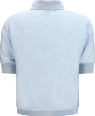 Jacob Cohen Womens Short-Sleeve Blouse Azure Wool Ovis Aries; Silk Shirt