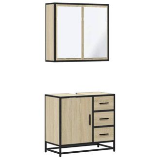 Berkfield Home 2 Piece Bathroom Furniture Set Sonoma Oak Engineered Wood in Light Tan