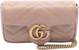 Gucci Pre-owned Mini Bags, female, Pink, Size: ONE SIZE Pre-owned GG Marmont leather mini shoulder bag