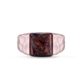 LuvMyJewelry Red Pietersite Textured Sterling Silver Men Signet Ring in 14Kt Rose Gold Vermeil at Nordstrom, Size 9.5