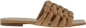 Tod's Padded Woven Leather Slide - Dames - Sandalen - Bruin - 39 EU - Leer - Schoenen