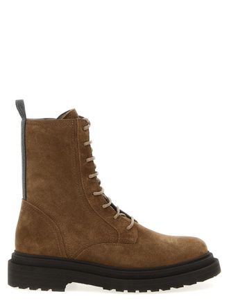 Brunello Cucinelli Womens Suede Combat Boots Monile