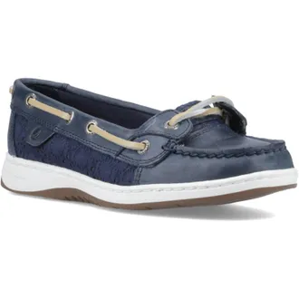 Sperry Top-Sider Angelfish Leather & Cotton WoMens Navy Boat Shoes - Size UK 4.5