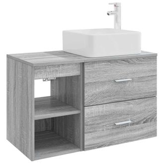 vidaXL Juego De Muebles De Ba&ntilde;o 2 Pcs Sonoma Gris Madera De Ingenier&iacute;a Vidaxl