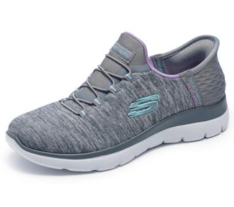 Skechers Womens Slip-ins: Summits Dazzling Haze Trainers in Grey - Vegan Shoes with Air-Cooled Memory Foam - Ladies Footwear - Size UK 4 / EU 37