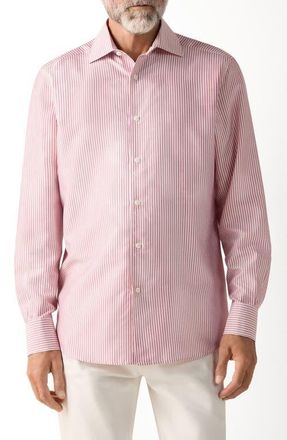 Ermenegildo Zegna Silk Shirt in Dark Pink/White at Nordstrom, Size X-Large