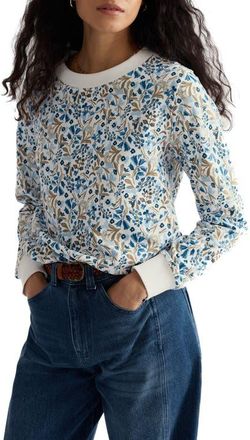 Seasalt Cornwall Bright Wave Organic Cotton Sweatshirt in Woodland Floral Chalk at Nordstrom, Size 12 Us