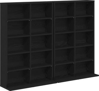 vidaXL Cabinet Para Cds 2 Uds. Roble Negro 65 X 23,5 X 97,5 Cm Vidaxl